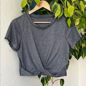 Lululemon Athletica Gray Tie Front Crop T-Shirt